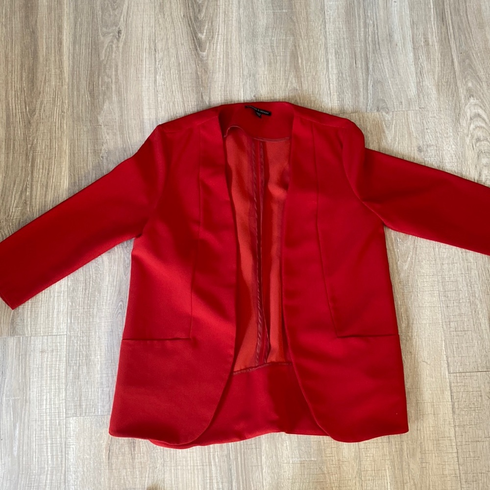Red Open Front Blazer